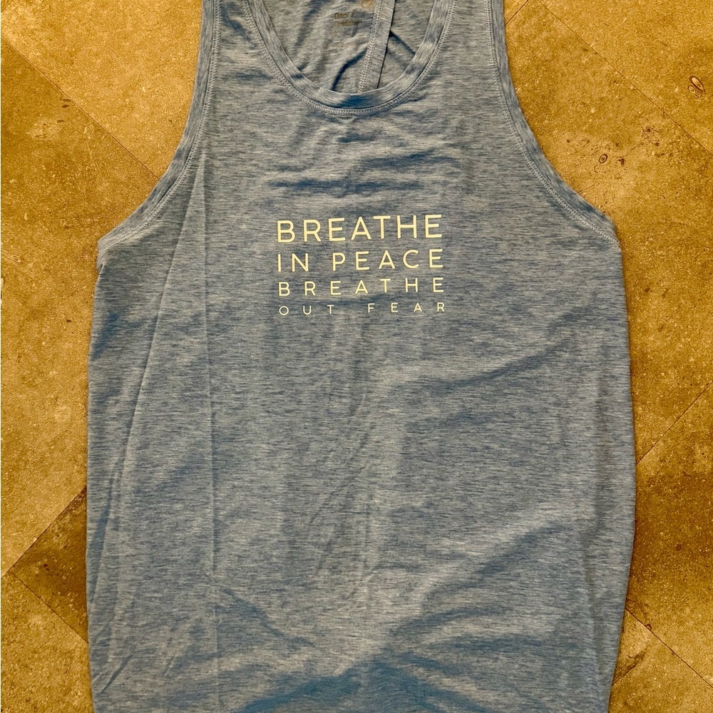GapFit Breathe Blue Tank Top with Motivational Print Size Small